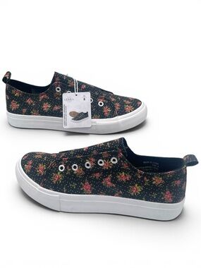 Serra Floral Slip On Sneakers Women Size 8 Canvas Casual Shoes